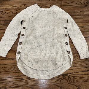 Cream Knit Sweater with Button Accents